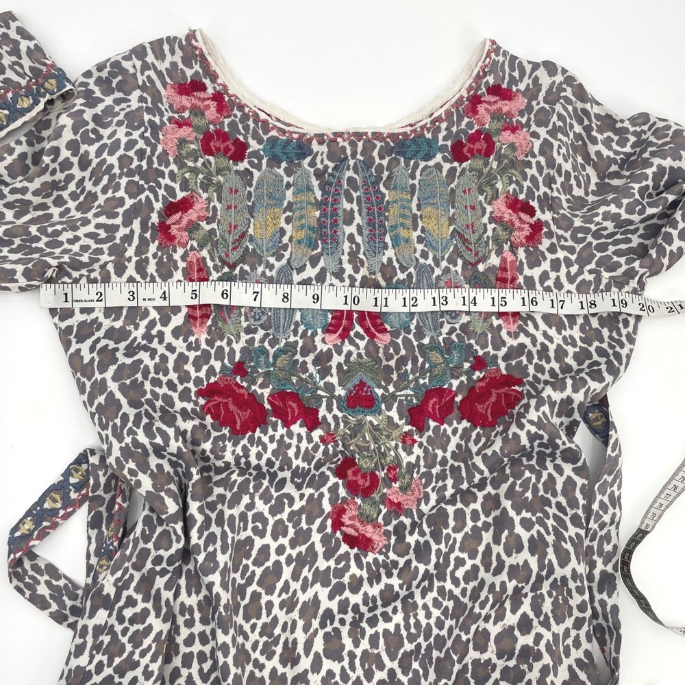 Biya Johnny Was Dress Womens S Gray Leopard Floral Rayon Embroidered Boho Tunic - Picture 14 of 16